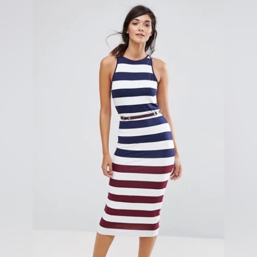 SOLD ON LIVE 🛑 NWT Ted Baker Yuni Striped Bodycon Dress with belt